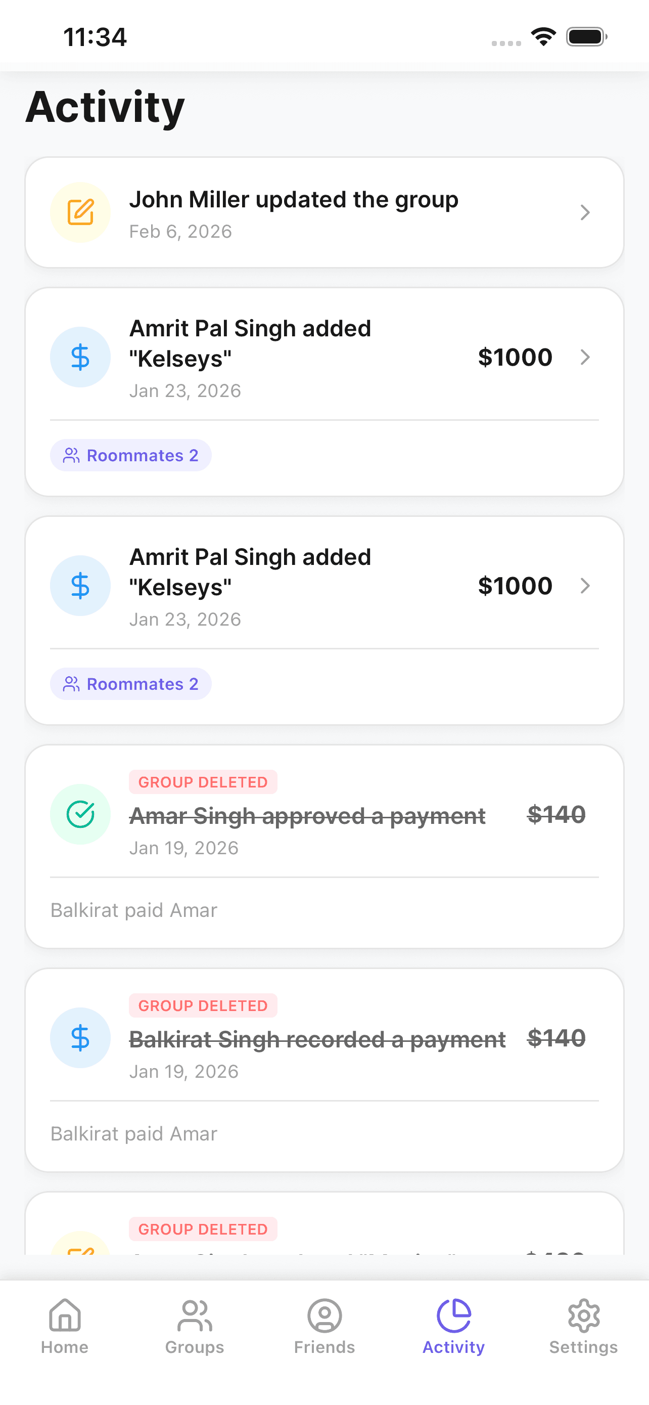 EvenX shared expense tracker and settlement history